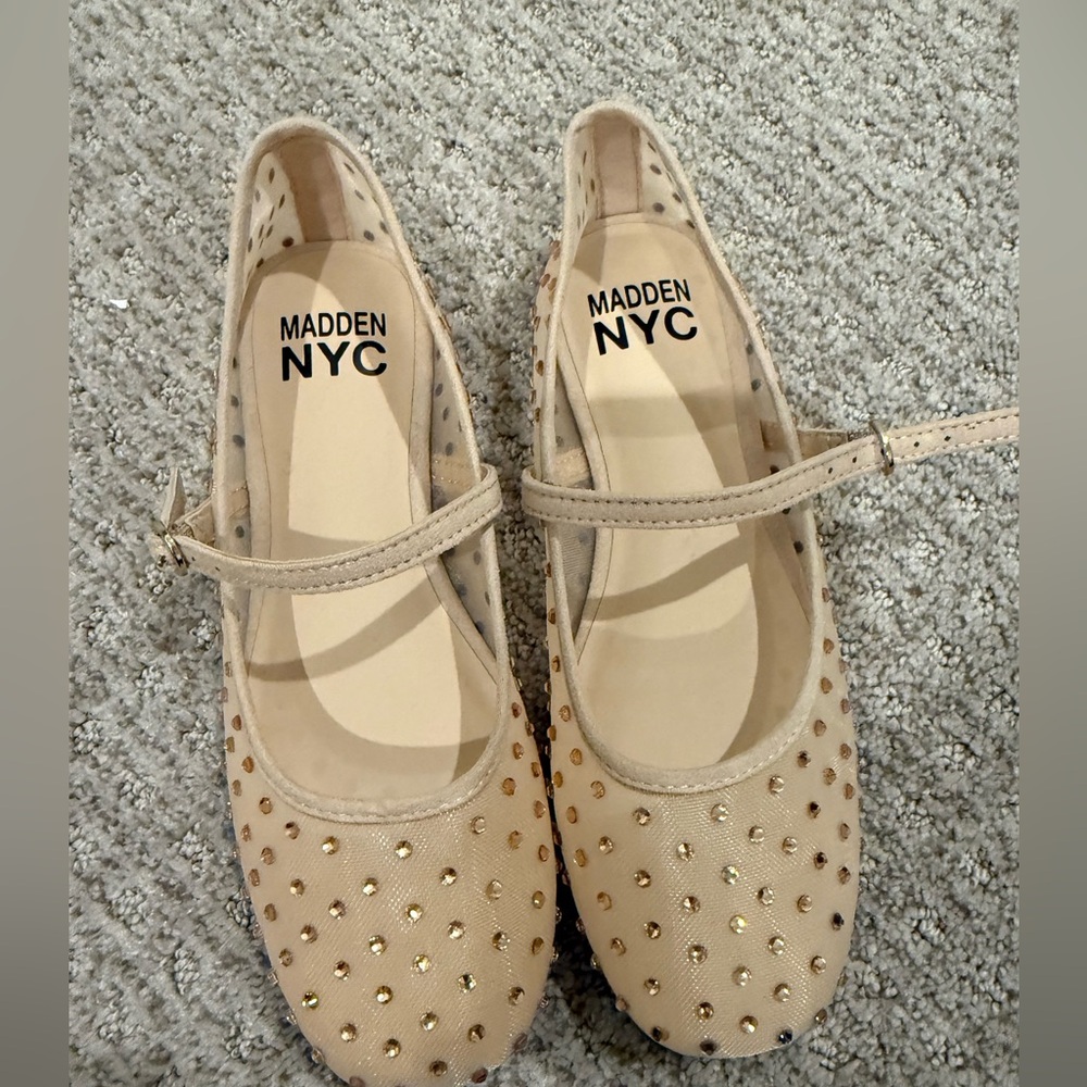 Madden NYC mesh Beige rhinestone ballet Flats